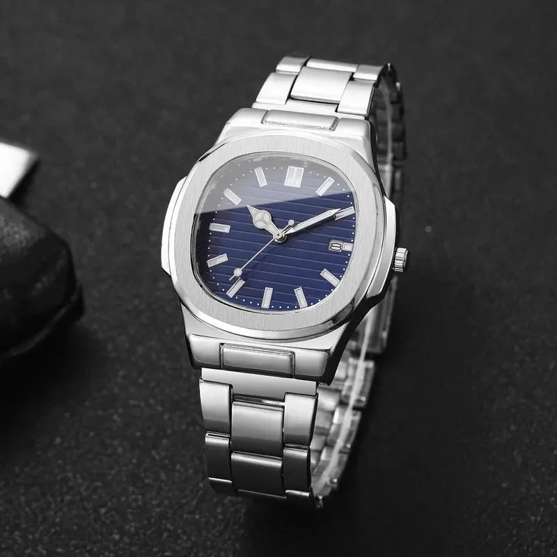 SPARTA ⚔️ Set Homme 4 Pièces · Montre Cadran Bleu + Gourmette, Pendentif & Bague - CI