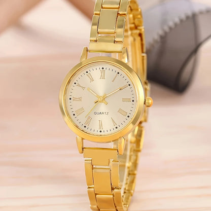 Set Royale Élégance Diamantino – Montre Dorée & Bracelets Luxueux - CI