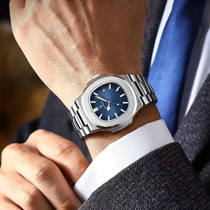 SPARTA ⚔️ Set Homme 4 Pièces · Montre Cadran Bleu + Gourmette, Pendentif & Bague - CI