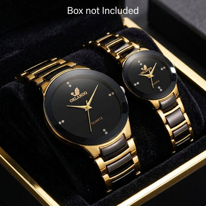 ORLANDO Duo Montres Couple · Une Pour Lui, Une Pour Elle · Noir & Doré - CI
