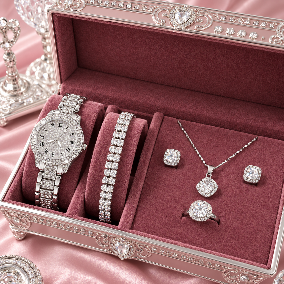 Ensemble Montre Quartz Luxe et Bijoux - GA