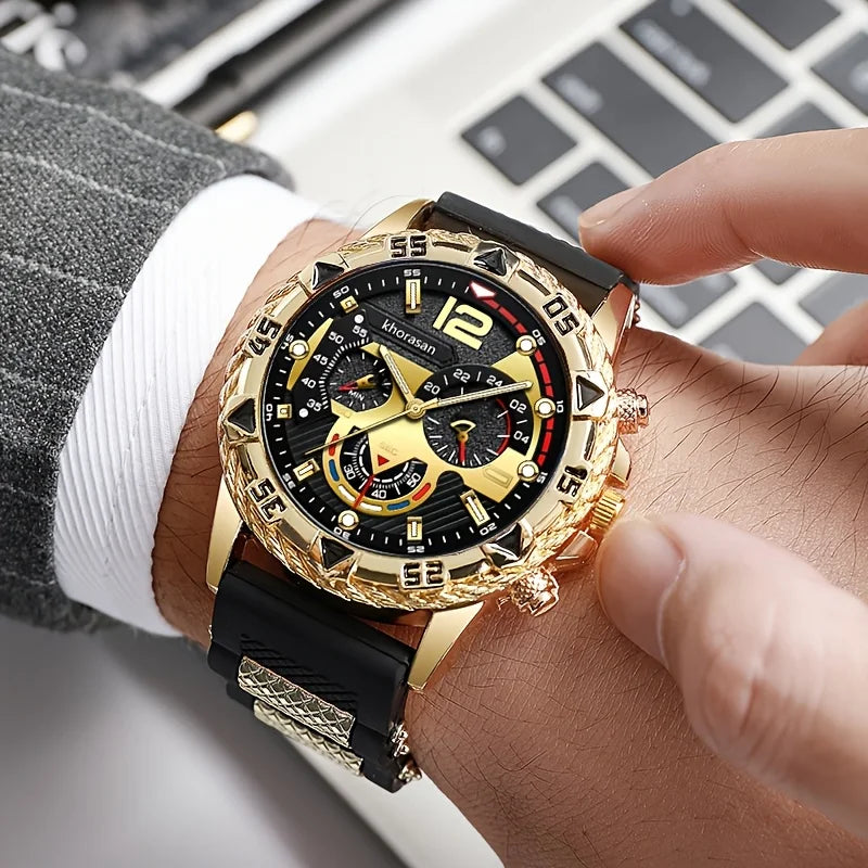 LEONIS 🦁 Set Homme 3 Pièces · Montre + Bracelet + Chaîne Lion - CI