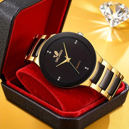 ORLANDO Duo Montres Couple · Une Pour Lui, Une Pour Elle · Noir & Doré - CI