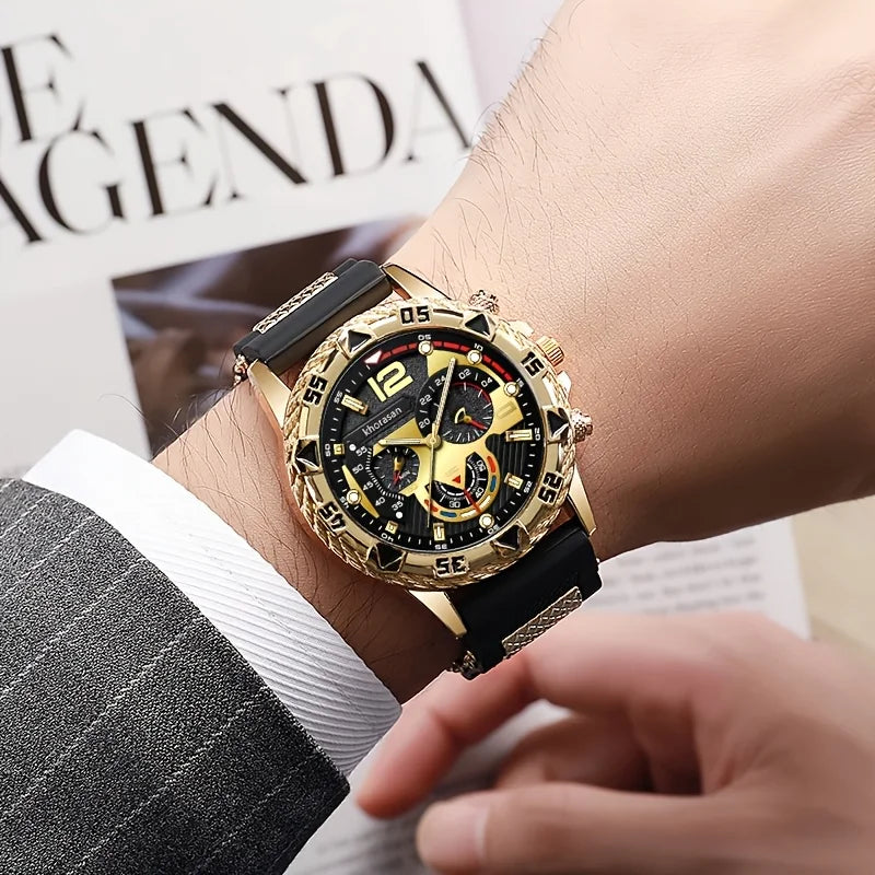 LEONIS 🦁 Set Homme 3 Pièces · Montre + Bracelet + Chaîne Lion - ML