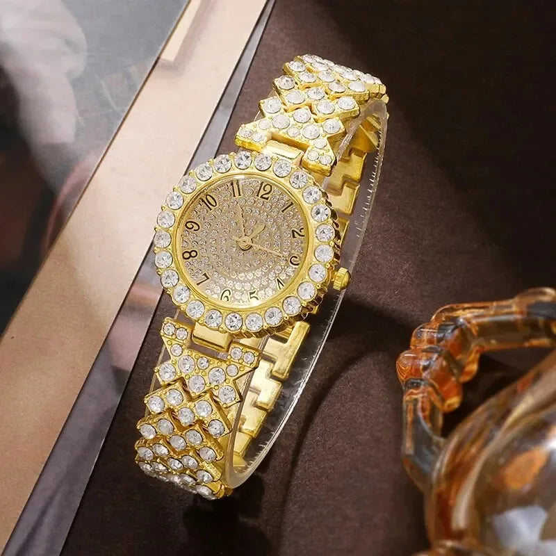 Luxoria™ – Ensemble Montre & Bijoux Dorés Éclat Royal - CI