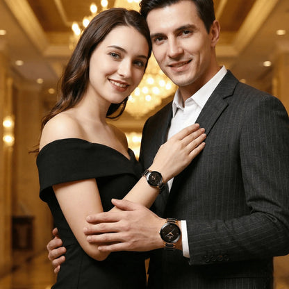 ORLANDO Duo Montres Couple · Une Pour Lui, Une Pour Elle · Noir & Doré - CI