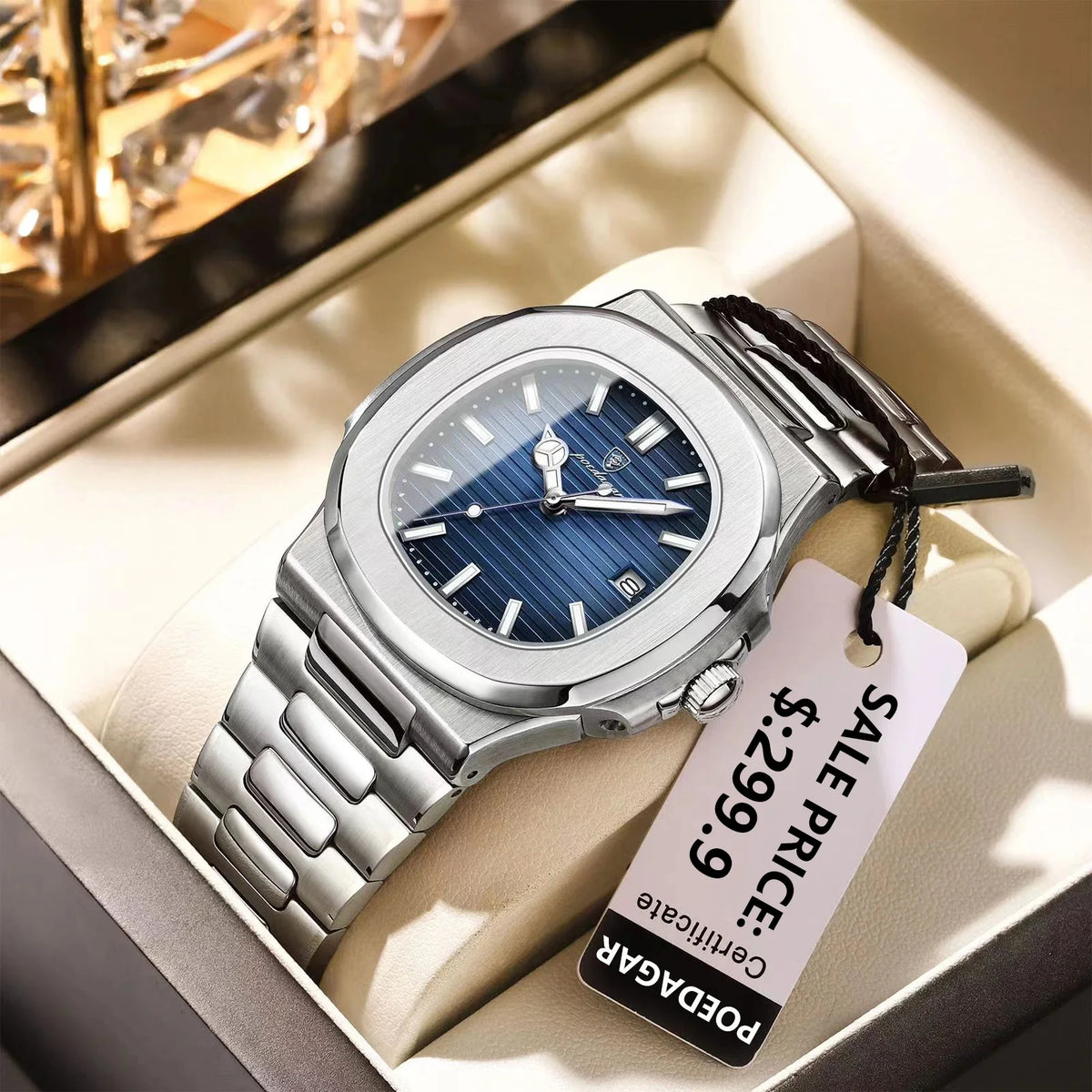 SPARTA ⚔️ Set Homme 4 Pièces · Montre Cadran Bleu + Gourmette, Pendentif & Bague - CI