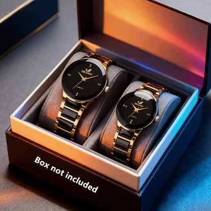 ORLANDO Duo Montres Couple · Une Pour Lui, Une Pour Elle · Noir & Doré - CI