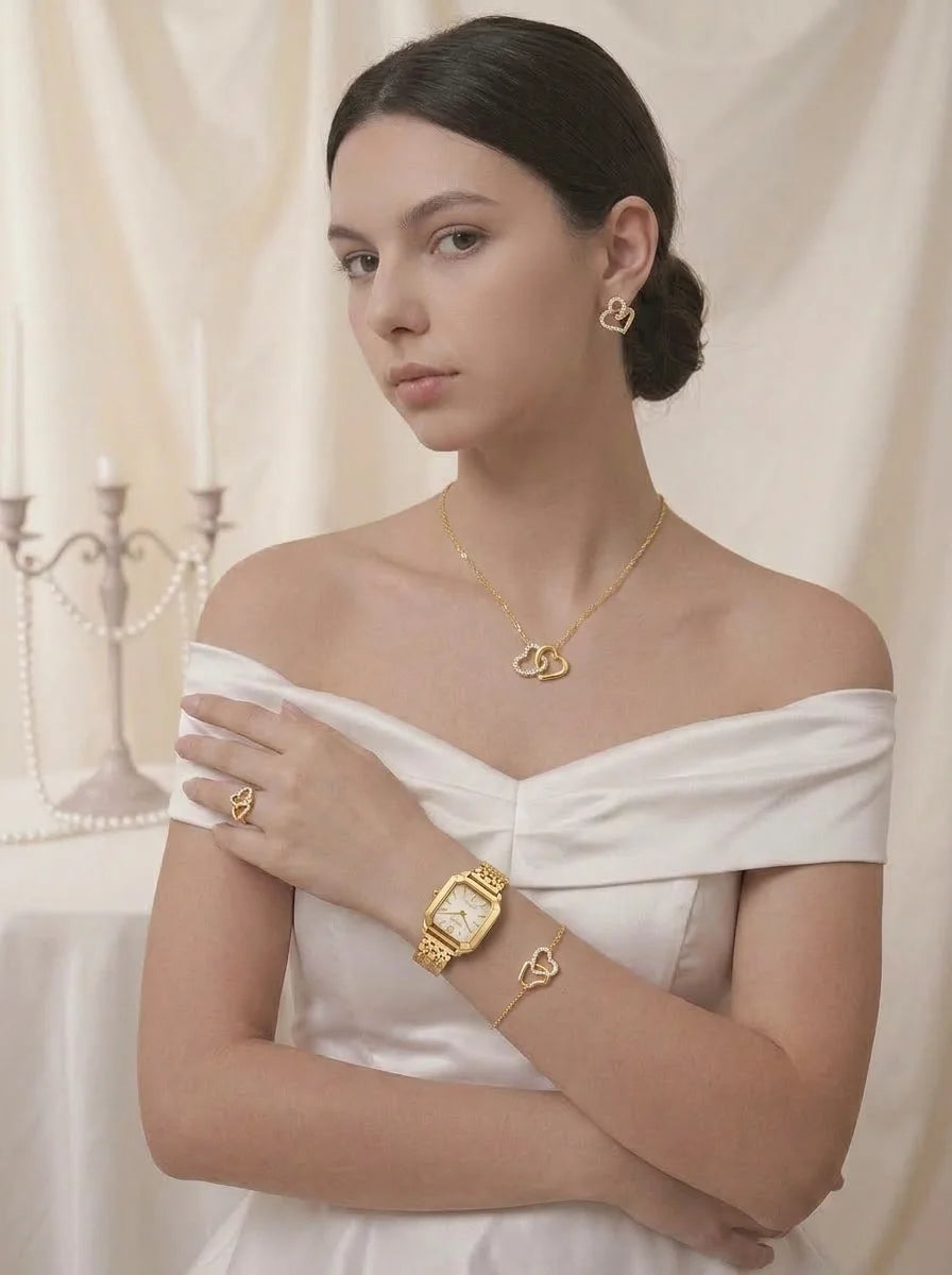 Ensemble Serena™ Élégance Dorée – Montre & Bijoux pour Femme - CI