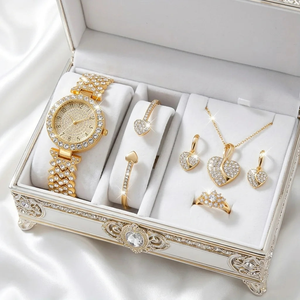 Luxoria™ – Ensemble Montre & Bijoux Dorés Éclat Royal - CI
