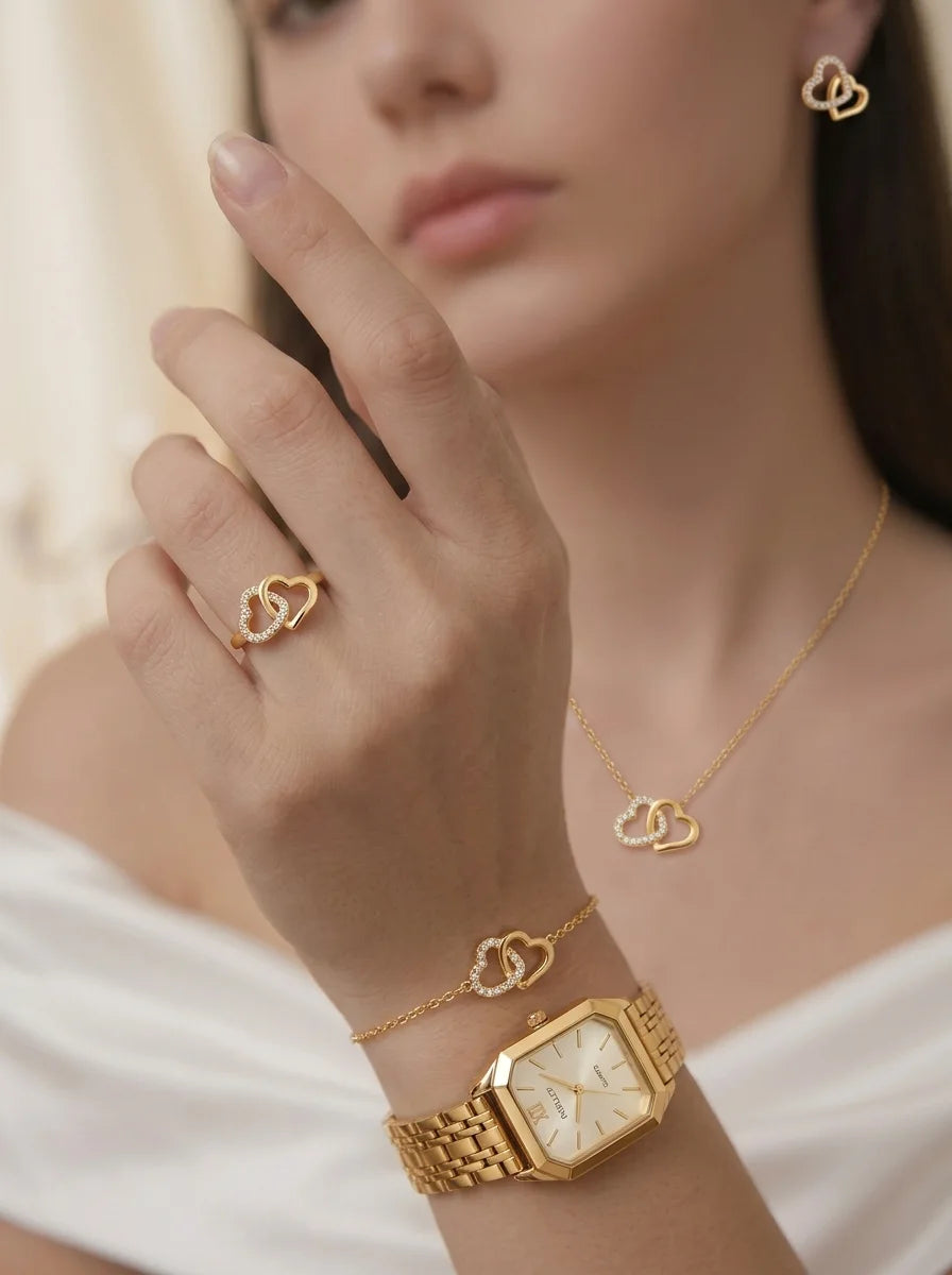 Ensemble Serena™ Élégance Dorée – Montre & Bijoux pour Femme - CI