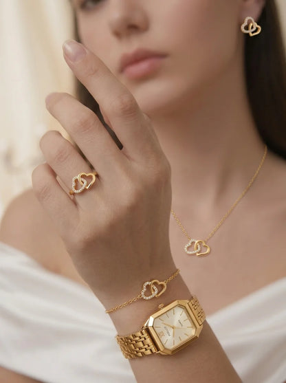 Ensemble Serena™ Élégance Dorée – Montre & Bijoux pour Femme - CI