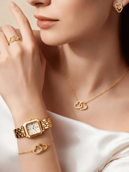 Ensemble Serena™ Élégance Dorée – Montre & Bijoux pour Femme - CI