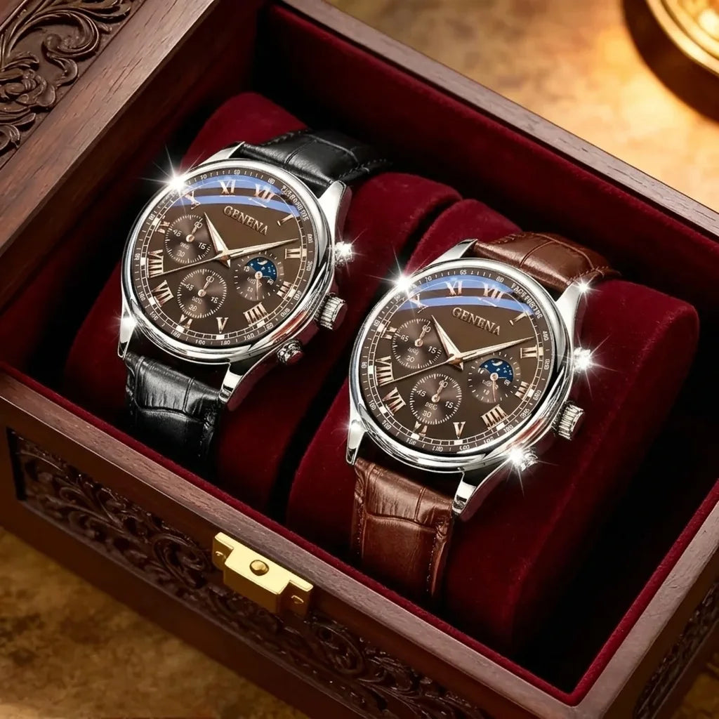 Ensemble de deux Montres Geneva Homme – Luxe et Élégance - BF