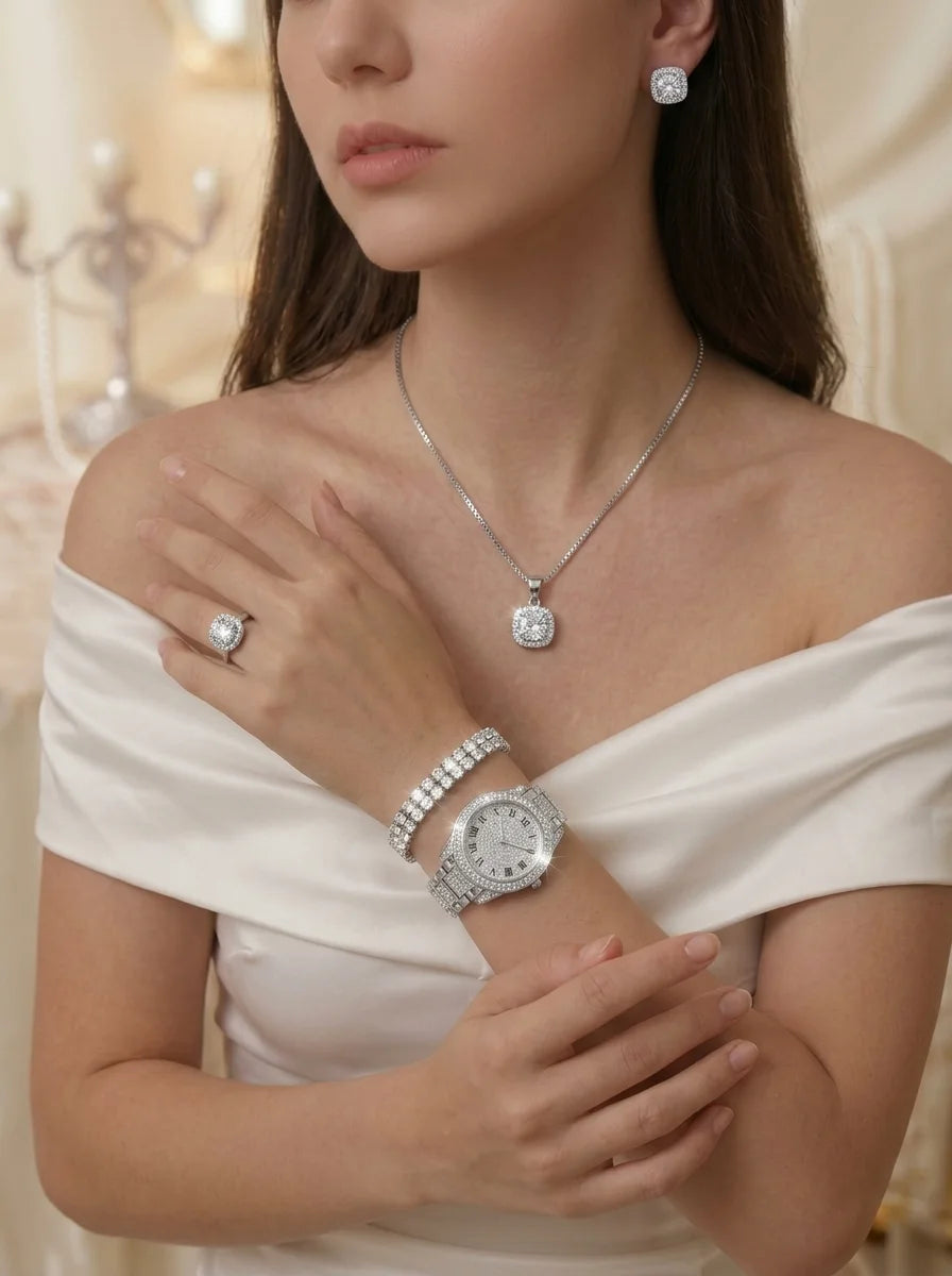 Ensemble Montre Quartz Luxe et Bijoux - GA