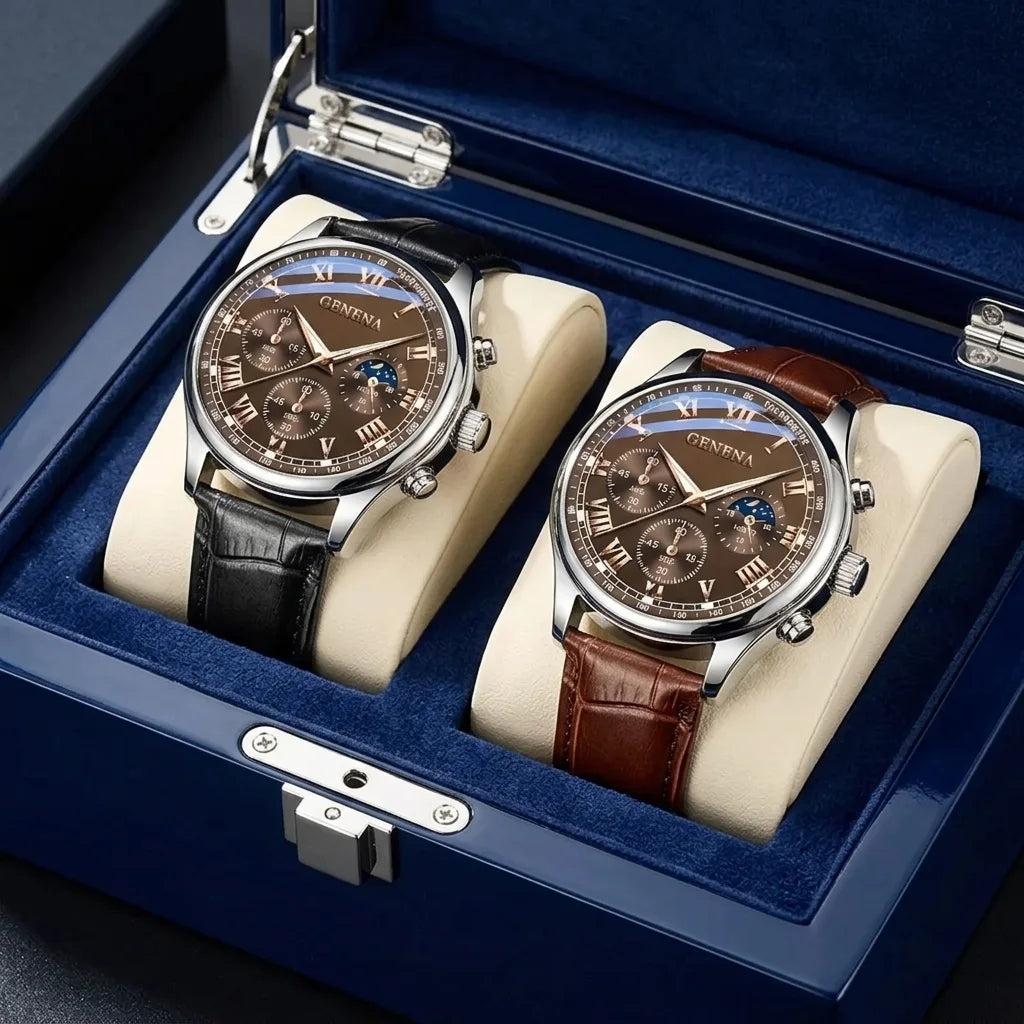 Ensemble de deux Montres Geneva Homme – Luxe et Élégance - BF