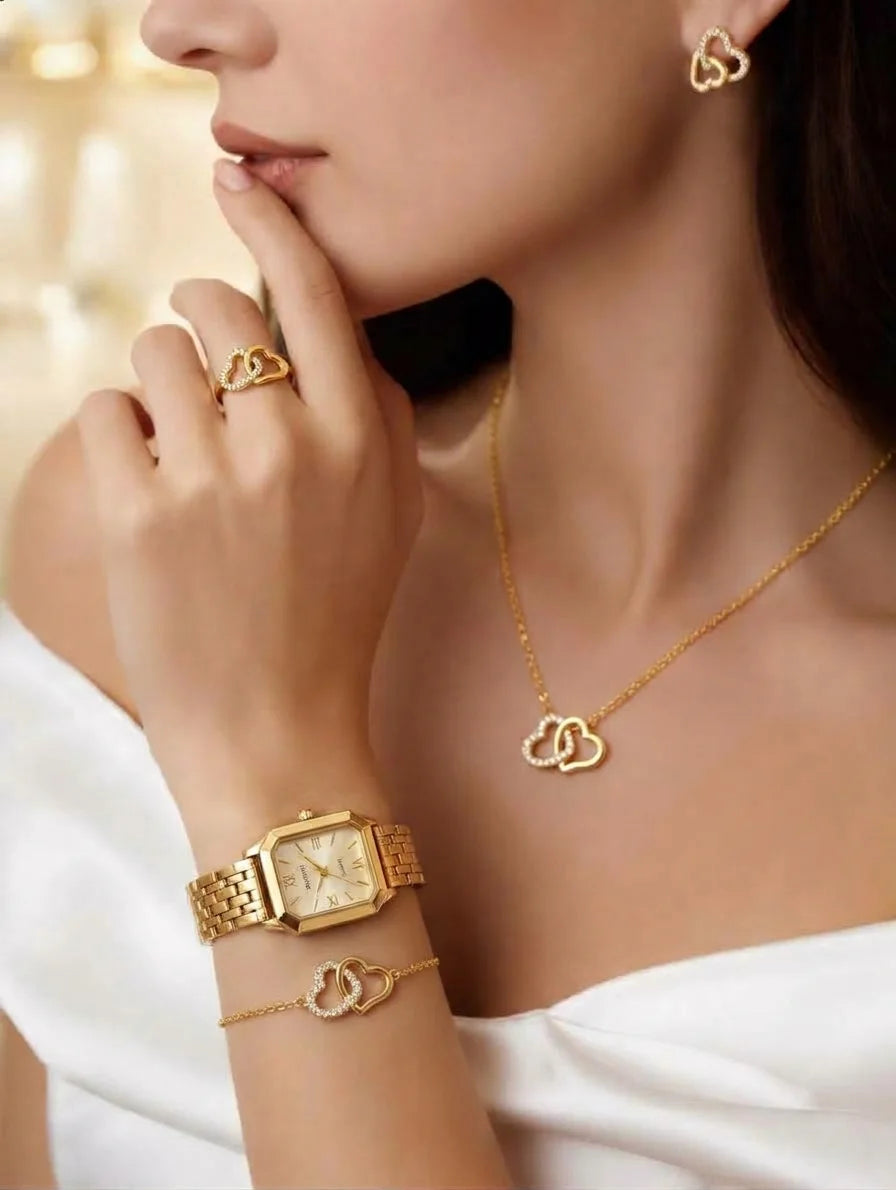Ensemble Serena™ Élégance Dorée – Montre & Bijoux pour Femme - CI