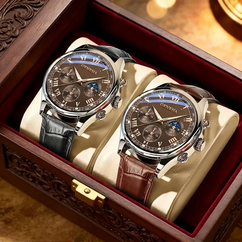 Ensemble de deux Montres Geneva Homme – Luxe et Élégance - BF