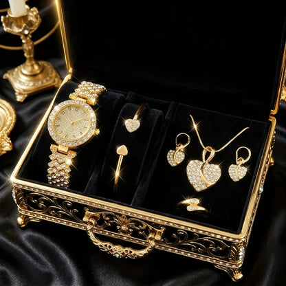 Luxoria™ – Ensemble Montre & Bijoux Dorés Éclat Royal - CI