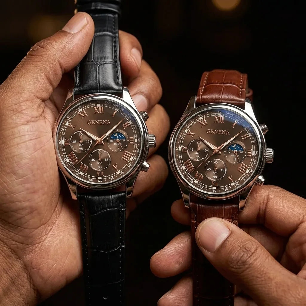 Ensemble de deux Montres Geneva Homme – Luxe et Élégance - BF