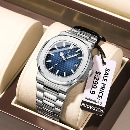 SPARTA ⚔️ Set Homme 4 Pièces · Montre Cadran Bleu + Gourmette, Pendentif & Bague - CI