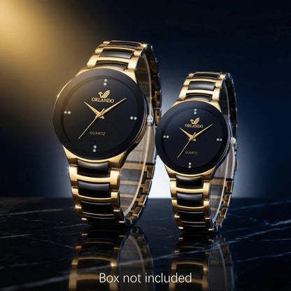 ORLANDO Duo Montres Couple · Une Pour Lui, Une Pour Elle · Noir & Doré - CI