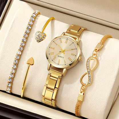 Set Royale Élégance Diamantino – Montre Dorée & Bracelets Luxueux - CI